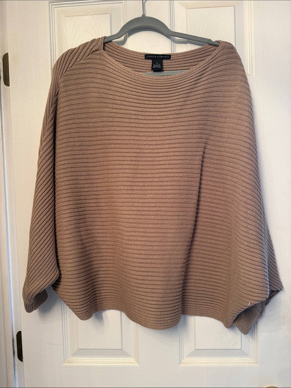Women’s Tan Ribbed Dolman sleeve Knit Sweater